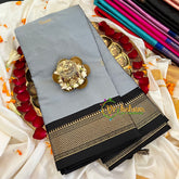 Grey with Black border Semi Soft Silk Saree-VS256
